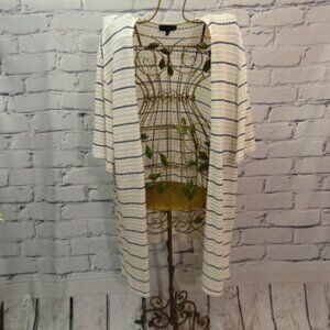 Lane Bryant Pink, Blue, Gray & White Lightweight 3 Quarter Sleeve Cardigan